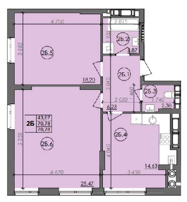 2-кімнатна 70.78 м² в ЖК Panorama від 21 000 грн/м², Луцьк