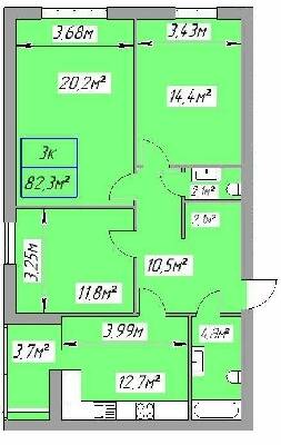 3-кімнатна 82.3 м² в ЖК Паркове містечко від 15 100 грн/м², Івано-Франківськ