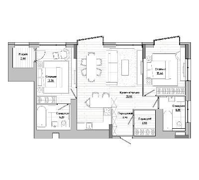 2-комнатная 78.66 м² в ЖК Lucky Land от 38 891 грн/м², Киев