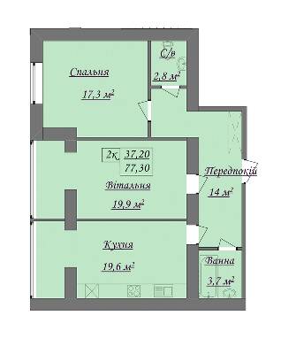2-кімнатна 77.3 м² в ЖК Містечко Козацьке від 13 800 грн/м², Івано-Франківськ