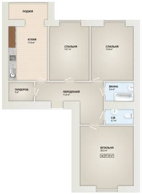 3-кімнатна 87.2 м² в ЖК Містечко Козацьке від 13 800 грн/м², Івано-Франківськ