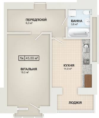 1-кімнатна 45 м² в ЖК Містечко Козацьке від 13 800 грн/м², Івано-Франківськ