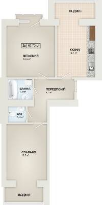2-кімнатна 67.7 м² в ЖК Містечко Козацьке від 13 800 грн/м², Івано-Франківськ