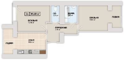 2-кімнатна 69.4 м² в ЖК Містечко Козацьке від 13 800 грн/м², Івано-Франківськ