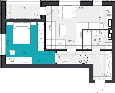 1-кімнатна 51.75 м² в ЖК 3V Volkova від 17 750 грн/м², Кропивницький