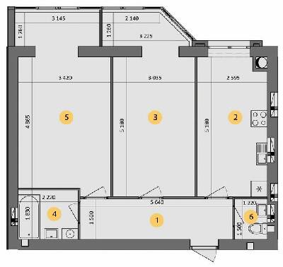 2-кімнатна 67.43 м² в ЖК Ковалівський від 13 500 грн/м², Кропивницький