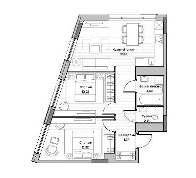 2-комнатная 57.58 м² в ЖК Lucky Land от 27 216 грн/м², Киев