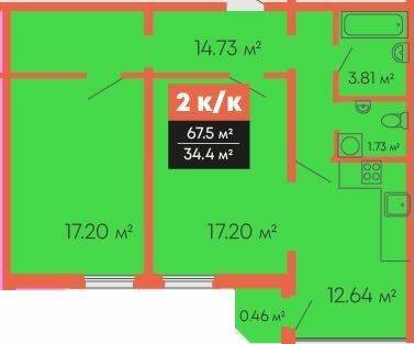 2-кімнатна 67.5 м² в Мкрн Цивільний посад від 14 300 грн/м², Миколаїв