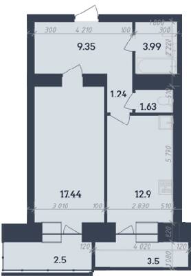 1-комнатная 52.55 м² в ЖК Династия от 24 000 грн/м², Полтава