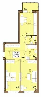 2-комнатная 74.62 м² в ЖК Европейский квартал от 16 000 грн/м², Полтава