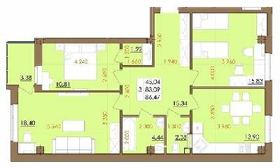 3-комнатная 86.47 м² в ЖК Европейский квартал от 16 000 грн/м², Полтава
