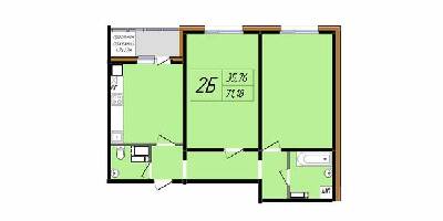 2-кімнатна 71.18 м² в ЖК Затишний від 16 800 грн/м², Полтава