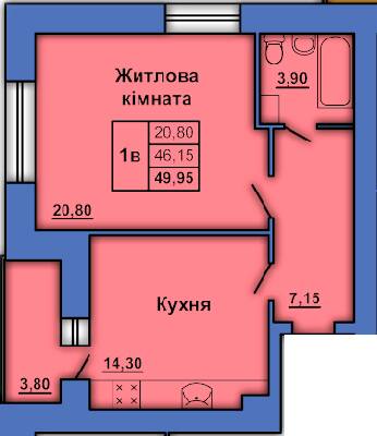 1-комнатная 49.95 м² в ЖК на ул. Степного Фронта, 20 от 17 500 грн/м², Полтава