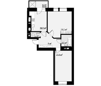 2-комнатная 66.2 м² в ЖК Bridge Town от 19 000 грн/м², Ровно