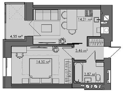 1-комнатная 40.39 м² в ЖК CENTRAL CITY Apartments от 26 400 грн/м², Ровно