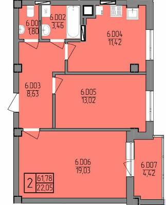 2-кімнатна 61.78 м² в ЖК на вул. Транспортна, 10 від 20 800 грн/м², Рівне