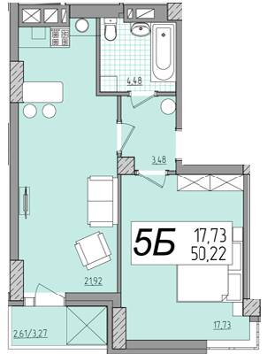 1-кімнатна 50.22 м² в ЖК Олімп від 18 200 грн/м², Рівне