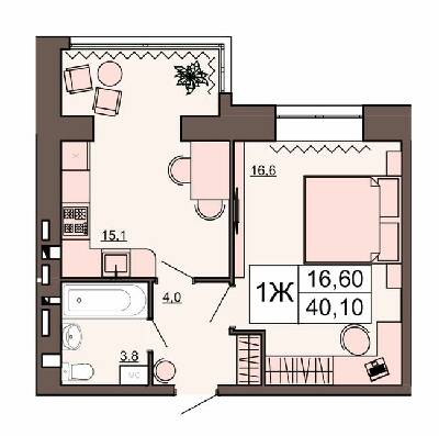 1-кімнатна 40.1 м² в ЖК Шоколад від 13 500 грн/м², Рівне