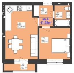 1-комнатная 41.98 м² в КД FAMILIYA от 17 950 грн/м², Ровно