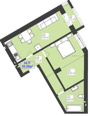 1-комнатная 49.9 м² в КД FAMILIYA от 16 000 грн/м², Ровно