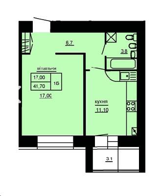 1-комнатная 41.7 м² в ЖК Варшавський мікрорайон от 14 000 грн/м², Тернополь
