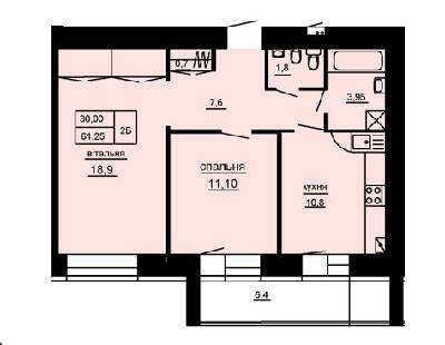 2-комнатная 61.25 м² в ЖК Варшавський мікрорайон от 14 000 грн/м², Тернополь