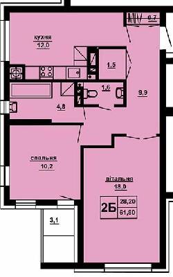 2-кімнатна 61.8 м² в ЖМ Beverly Hills від 13 750 грн/м², Тернопіль