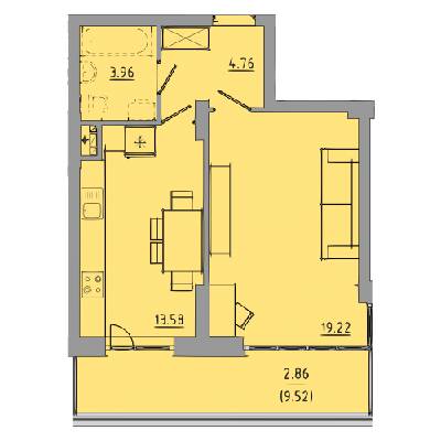 1-кімнатна 44.4 м² в ЖК Централ Хол від 25 000 грн/м², Тернопіль