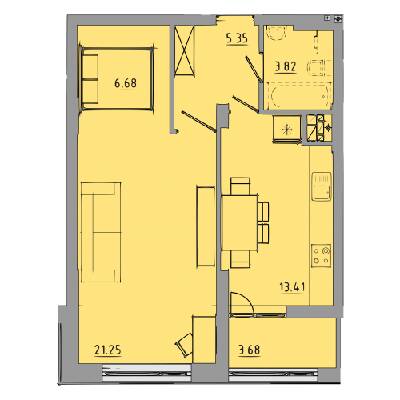 1-кімнатна 54.2 м² в ЖК Централ Хол від 26 000 грн/м², Тернопіль