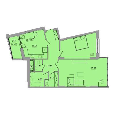 2-кімнатна 81.9 м² в ЖК Централ Хол від 25 000 грн/м², Тернопіль