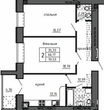 2-кімнатна 70.53 м² в ЖК Оград від 15 000 грн/м², Тернопіль