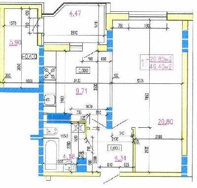 1-комнатная 49.4 м² в ЖК на вул. Тараскова, 5 от 17 500 грн/м², Черкассы