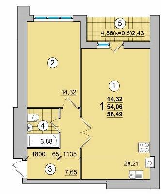 1-комнатная 56.49 м² в ЖК на Масанах от 12 900 грн/м², Чернигов