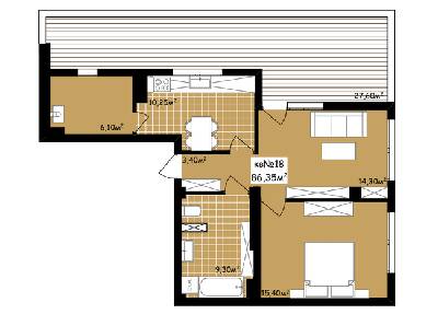 2-комнатная 86.35 м² в ЖК Неосити от 21 850 грн/м², Черновцы