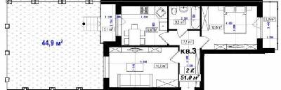 2-комнатная 51 м² в ЖК Амстердам от 15 350 грн/м², с. Белогородка