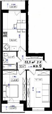 2-комнатная 53.5 м² в ЖК Амстердам от 15 350 грн/м², с. Белогородка