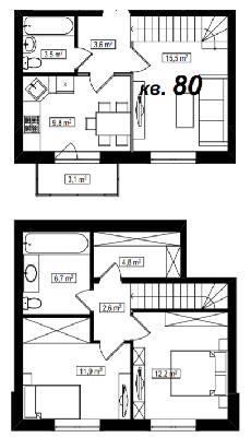 Двухуровневая 71.5 м² в ЖК Амстердам от 15 800 грн/м², с. Белогородка