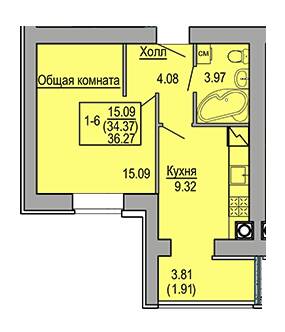 1-комнатная 36.27 м² в ЖК Софиевская сфера от 24 750 грн/м², с. Софиевская Борщаговка