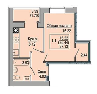 1-комнатная 37.13 м² в ЖК Софиевская сфера от 30 500 грн/м², с. Софиевская Борщаговка
