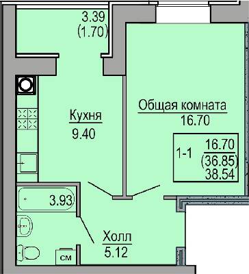 1-комнатная 38.54 м² в ЖК Софиевская сфера от 30 500 грн/м², с. Софиевская Борщаговка