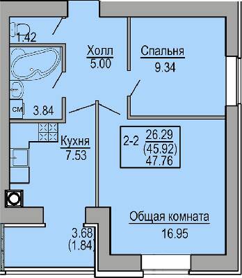 2-комнатная 47.76 м² в ЖК Софиевская сфера от 30 500 грн/м², с. Софиевская Борщаговка