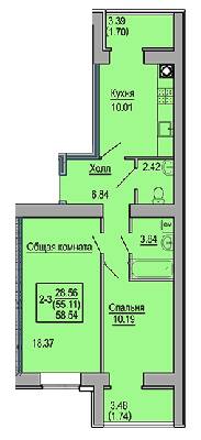 2-комнатная 58.54 м² в ЖК Софиевская сфера от 30 500 грн/м², с. Софиевская Борщаговка
