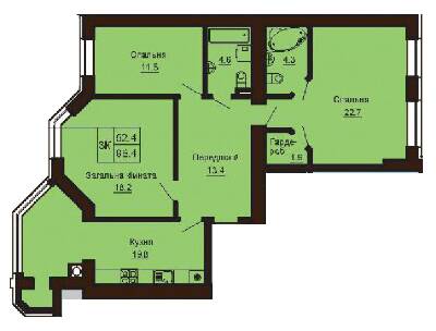 3-комнатная 96.4 м² в ЖК София Клубный от 26 000 грн/м², с. Софиевская Борщаговка