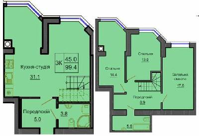 Дворівнева 99.4 м² в ЖК Софія Резіденс від 33 000 грн/м², с. Софіївська Борщагівка