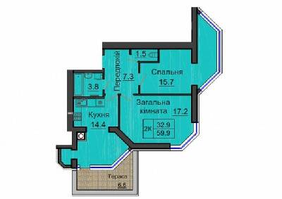 2-кімнатна 59.9 м² в ЖК Софія Резіденс від 35 000 грн/м², с. Софіївська Борщагівка