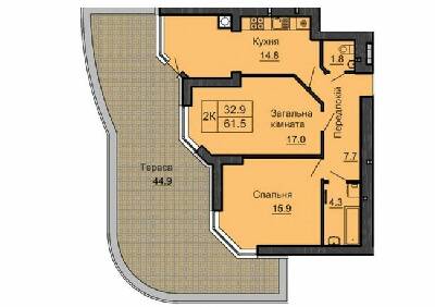 2-комнатная 61.5 м² в ЖК София Сити от 33 000 грн/м², с. Софиевская Борщаговка