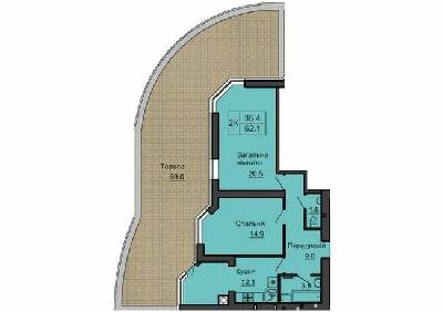 2-комнатная 62.1 м² в ЖК София Сити от 33 000 грн/м², с. Софиевская Борщаговка