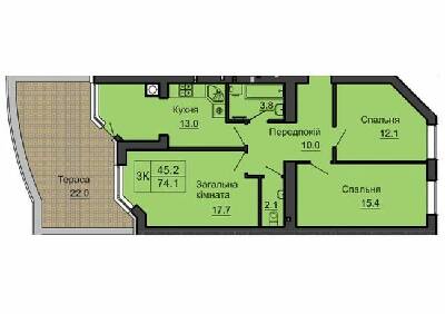 3-комнатная 74.1 м² в ЖК София Сити от 32 000 грн/м², с. Софиевская Борщаговка