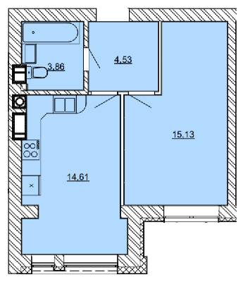1-кімнатна 38.13 м² в ЖК Найкращий квартал від 29 450 грн/м², м. Ірпінь