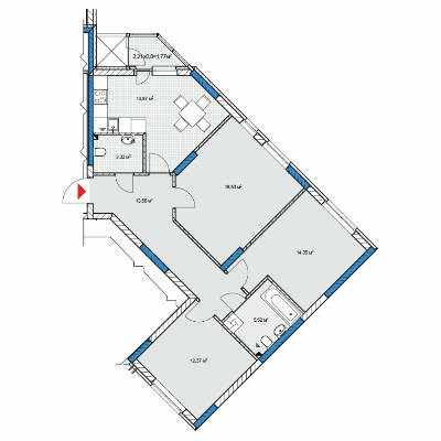 3-кімнатна 83.51 м² в ЖК Причал 8 від 22 500 грн/м², Київ